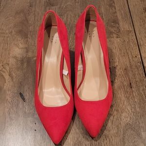 Stunning Red Suede Heels NWOT